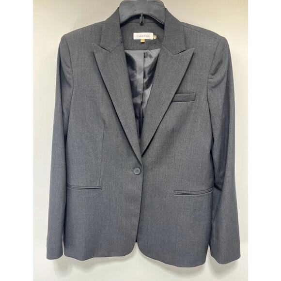Calvin Klein Modern Essentials Women's One Button Grey Blazer Size 10 Suit Coat - Picture 1 of 5